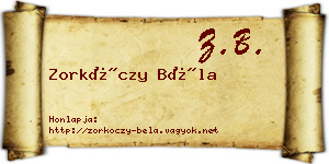Zorkóczy Béla névjegykártya